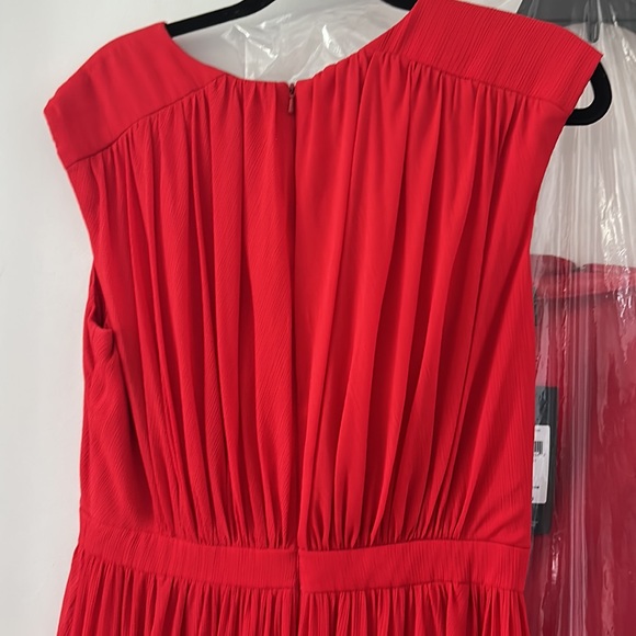 BADGLEY MISCHKA Women's Red Maxi Dress 4 SMALL Pleated Surplice Flowy - Picture 10 of 10